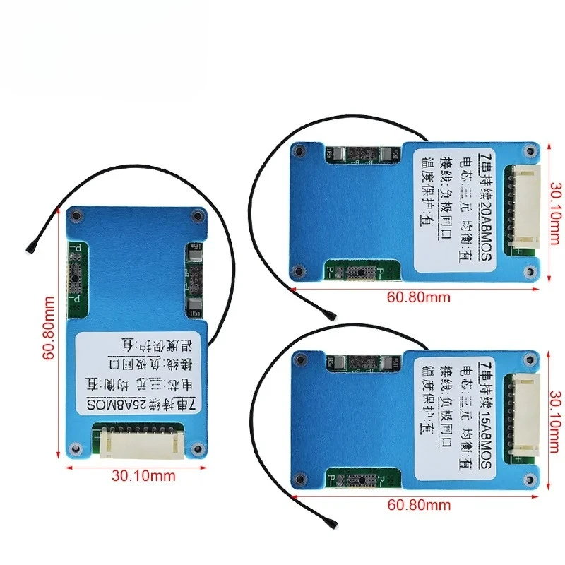 BMS 7S 24V 15A 20A 25A  Li-ion Lmo Ternary Lithium 18650 Battery Charge Protection Board Balance And NTC Temperature Protect