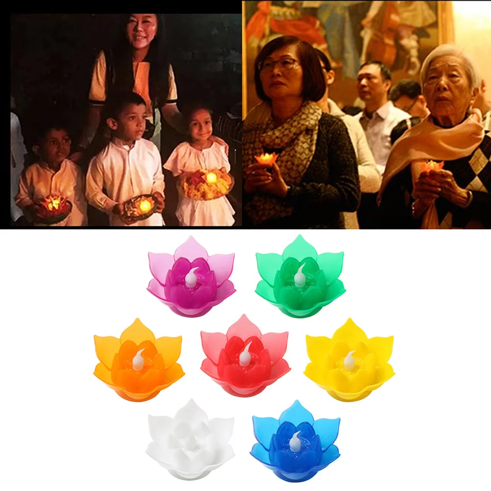 شموع عديمة اللهب امب إن فورمي دي بوجيز الكهربائية Led Flottante Fleurs لوتس Flottantes