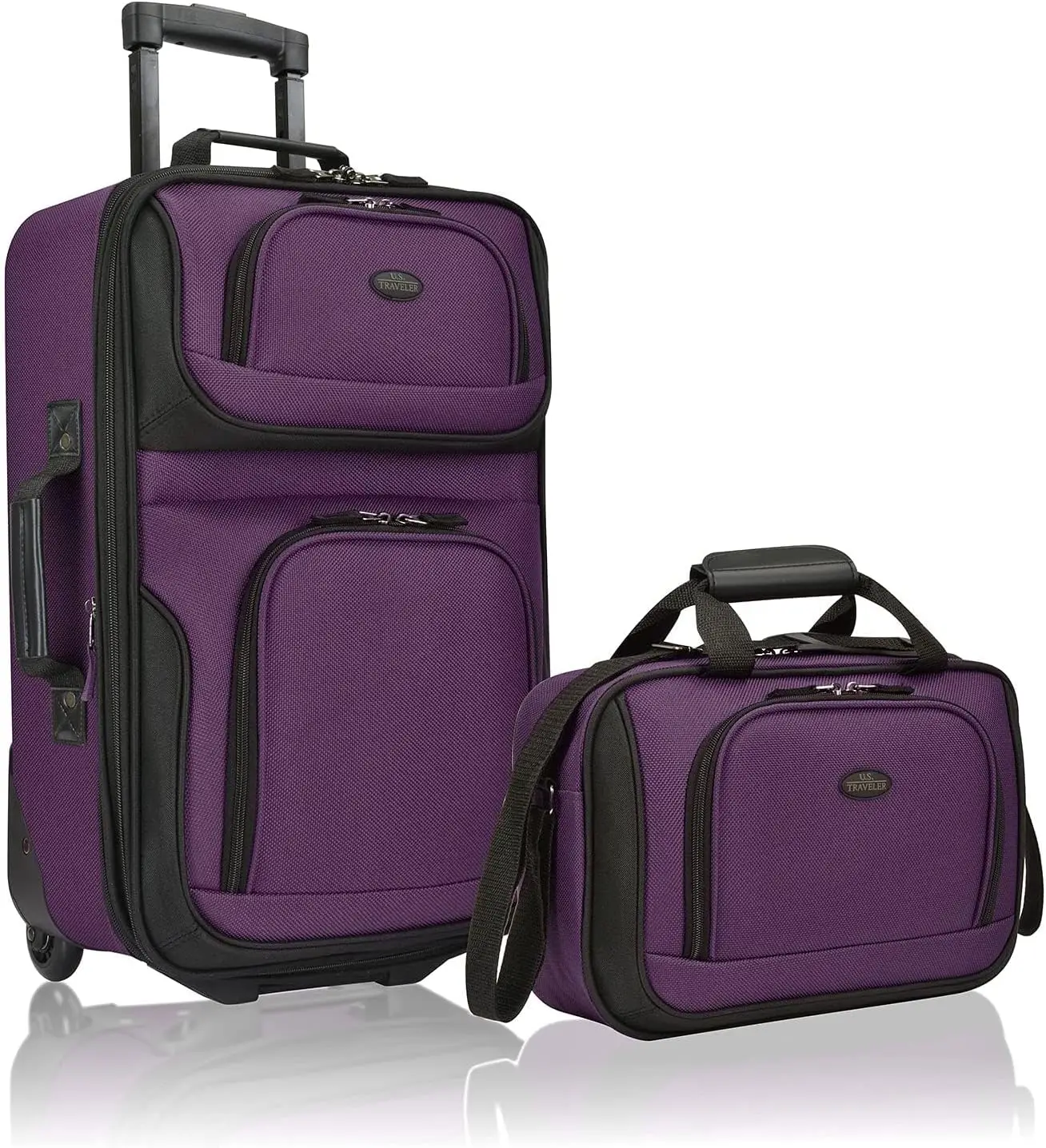 

Lightweight Softside Rolling Carry-on Suitcase with 2-Wheel Set in Purple, Ideal for U.S. Travelers