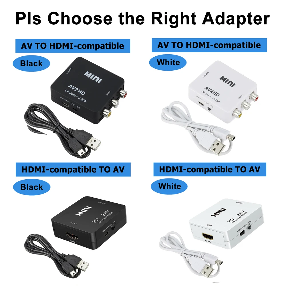 محول HD 1080P AV RCA إلى HDMI متوافق مع HDMI-متوافق مع محول AV RCA صندوق محول الفيديو لأجهزة PS3 VCR DVD PALMTSC PC #6