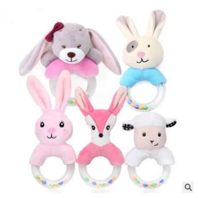 

Cute Baby Hand Rattle Toys Sheep Plush Cartoon Rabbit Fox Sheep Bear Bed Toys for Newborn 0-24 Months Educational Toy Hand Bells