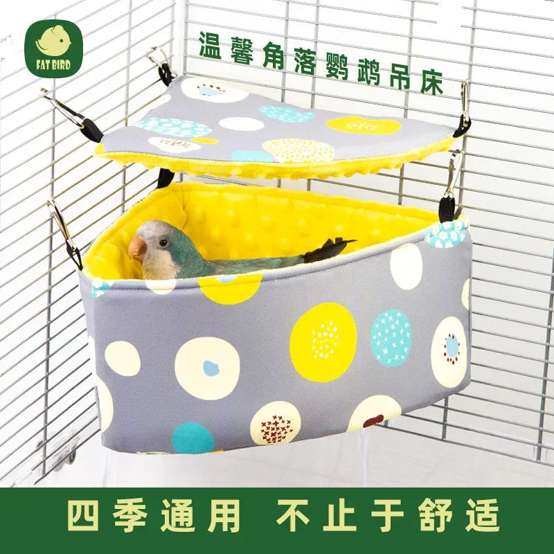 Parrot Birdhouse Corner Play Hammock Cotton Swing Perch Platform Stand All Seasons Warm Bird House