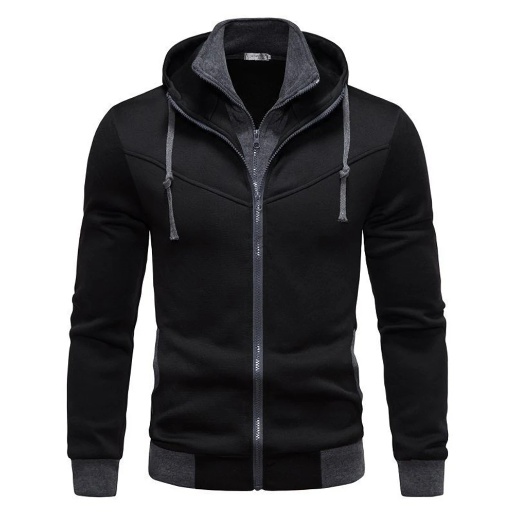 For Gym Training Black Men Hoodie Outerwear For Spring Autumn Hoody Long Sleeve Outwear 96 Polyester 4 Spandex