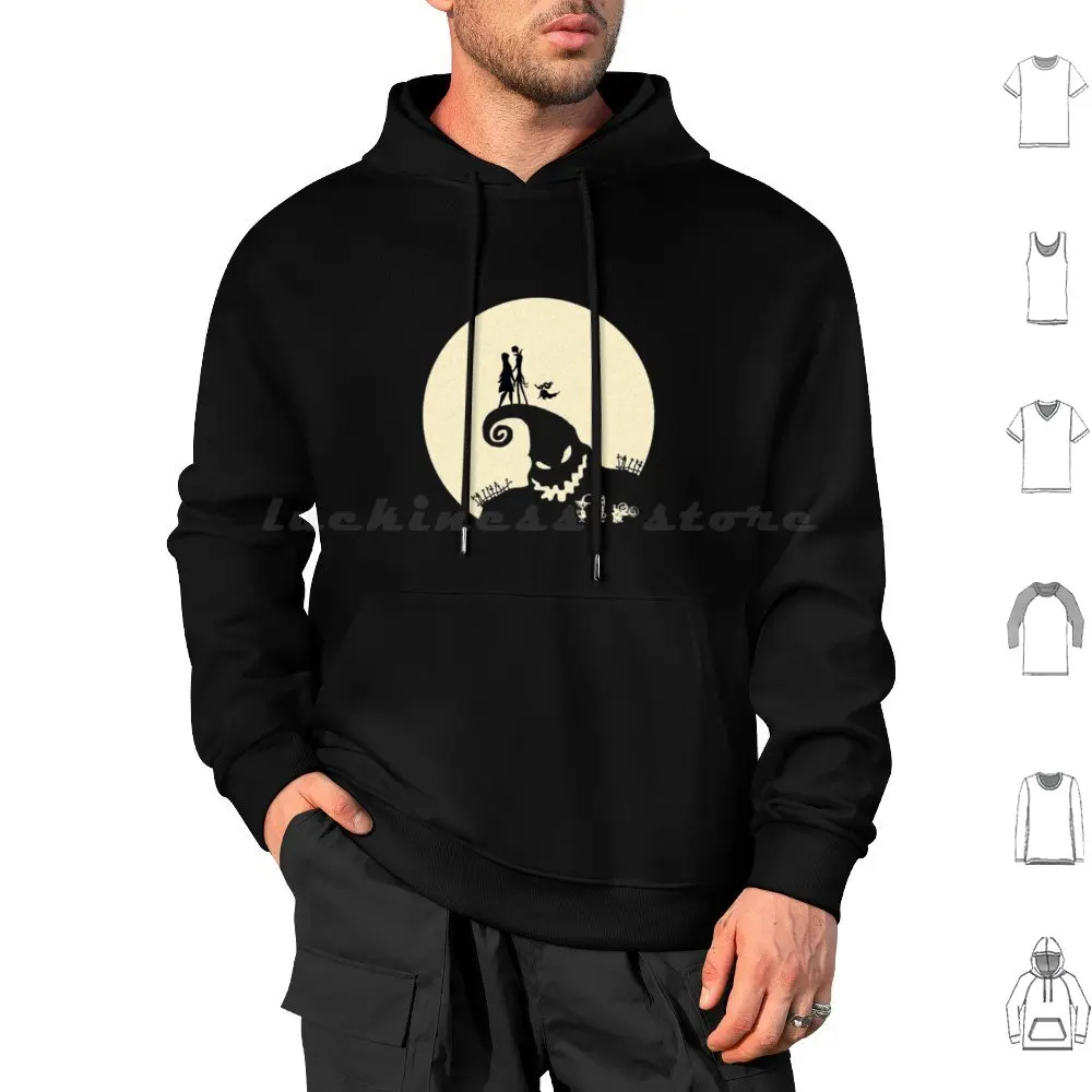 Nightmare Love Hoodies Long Sleeve Halloween Jack Tim Burton Christmas Nightmare Sally Burton Skellington Skeleton Zero
