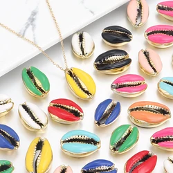 10pcs/ Lot 13-20mm Gold Plated Shell Beads Conch Beads Multicolor Loose Spacer Beads For Jewelry Making DIY Bracelets Necklace