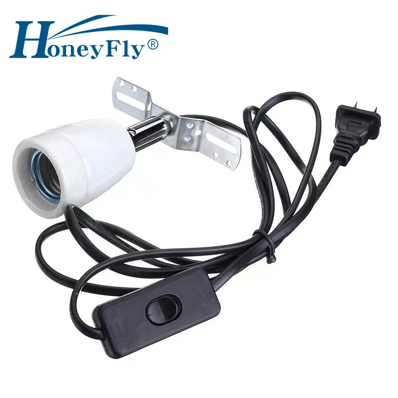 HoneyFly Reptile E27 Lamp Holder 110V-240V On-off Dimmable Rotatable High Temperature Resistance Ceramic Bulb Base Crawling Pets
