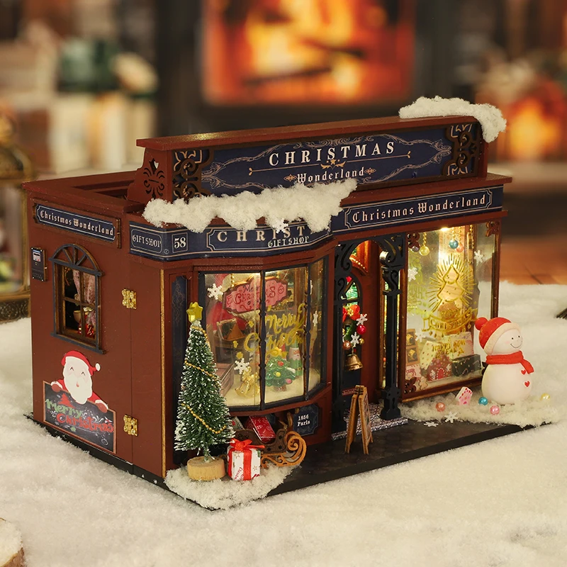 NEW DIY Wooden Doll Houses Christmas Wonderland Cottage Miniature Model Kit Dollhouse with Furniture for Friends Birthday Gifts