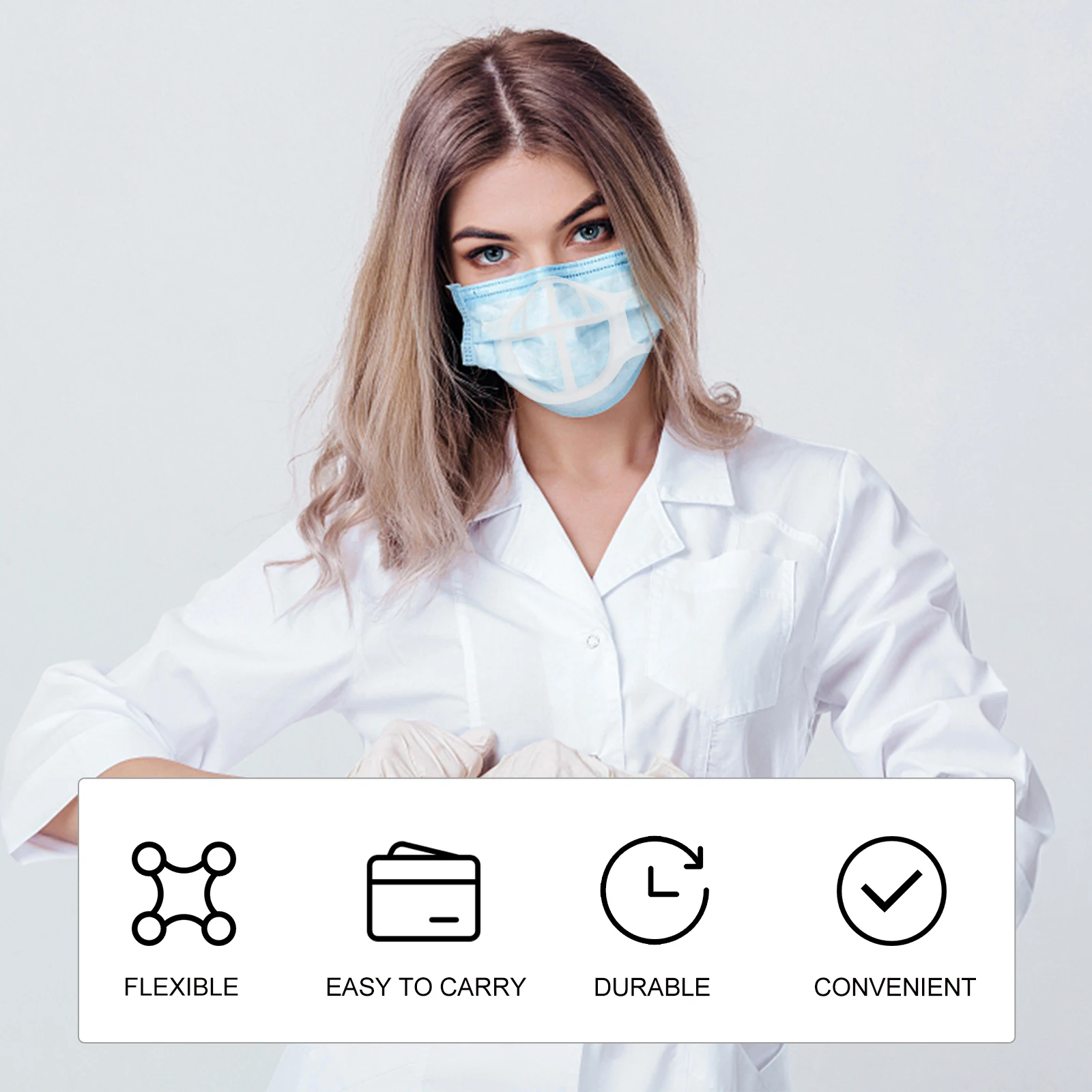 5 pcs Inner Support Frame Nose Mouth Bracket Lipstick Protection Breathable Holder Durable Silicone Mask Stand Reusable