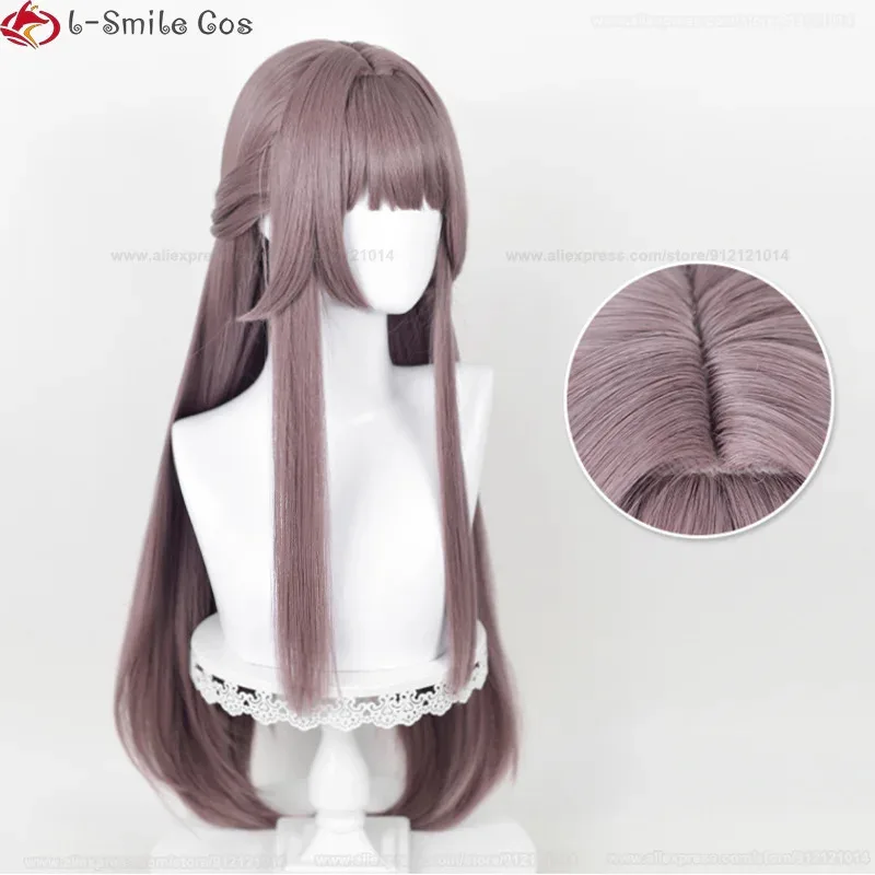 2025 yiyi alta calidad 88 cm de largo Rail Herta peluca juego gris púrpura Anime Cosplay pelucas collar pelo resistente al calor Por