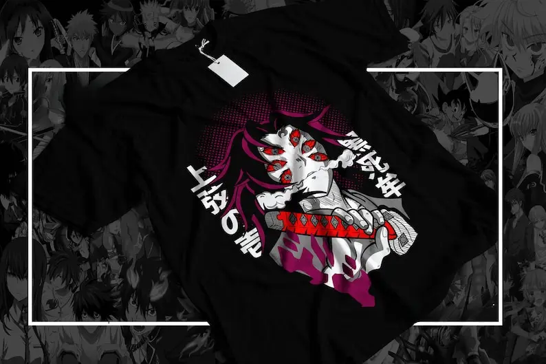 Demon Anime T-Shirt Upper Moon Anime T-Shirt Unisex Soft Cotton Top Japanese Manga Apparel Slayer Merch