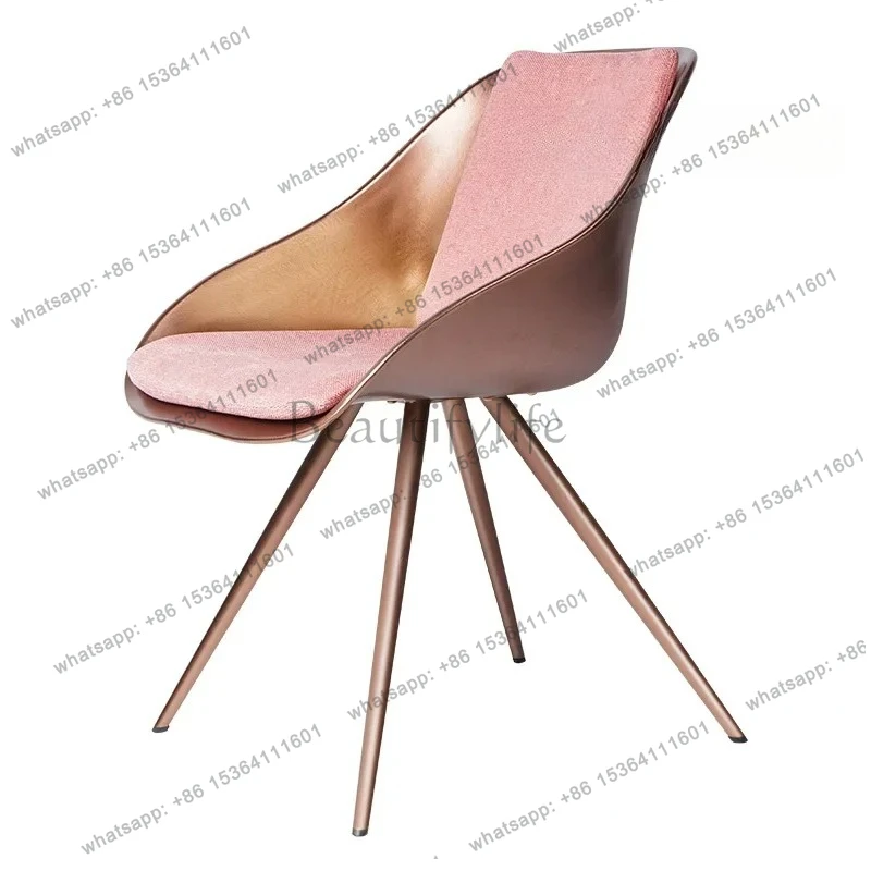 

Stainless steel dining chair light luxury household European chair backrest Nordic advanced creative wrought iron makeup chair