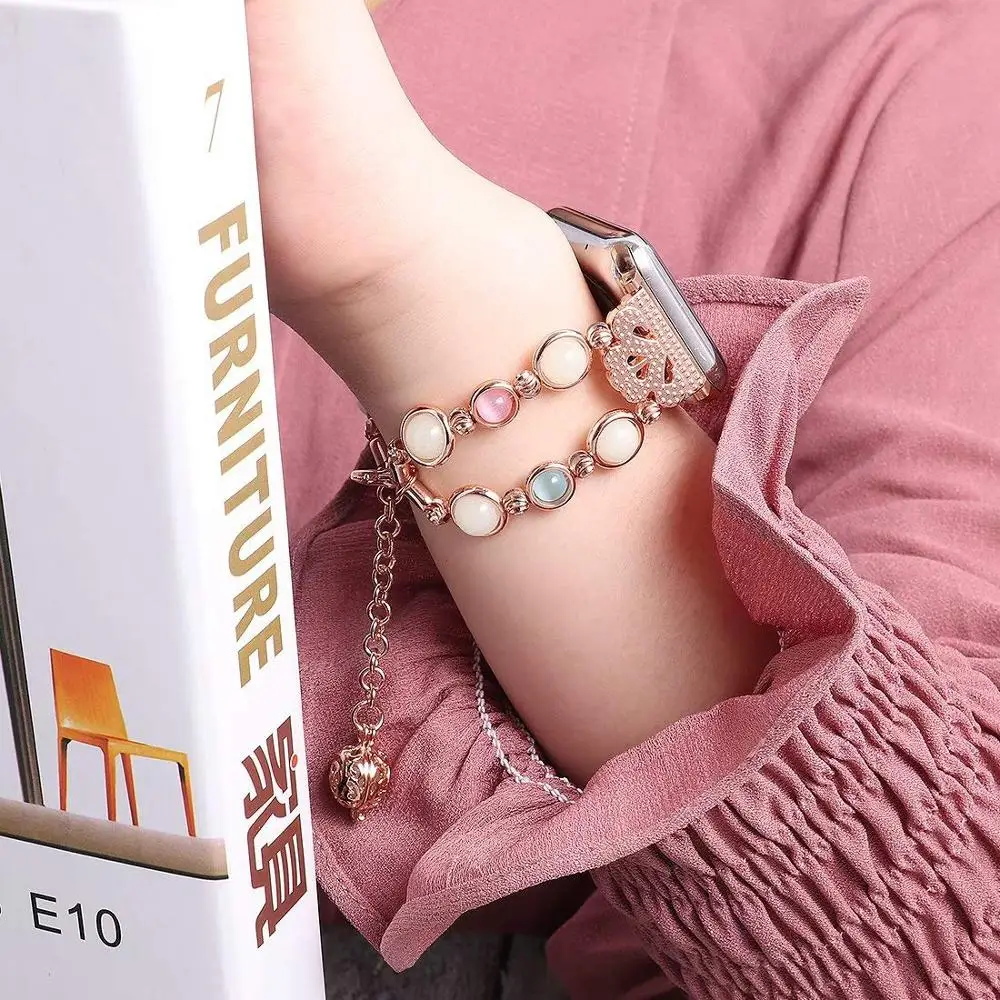 女性用ライトニングパールブレスレット,Apple Watch用ストラップ,iwatchシリーズ9,8,7,3,se,6,ultra 2,40,41,38mm 45mm、44mm、49mm