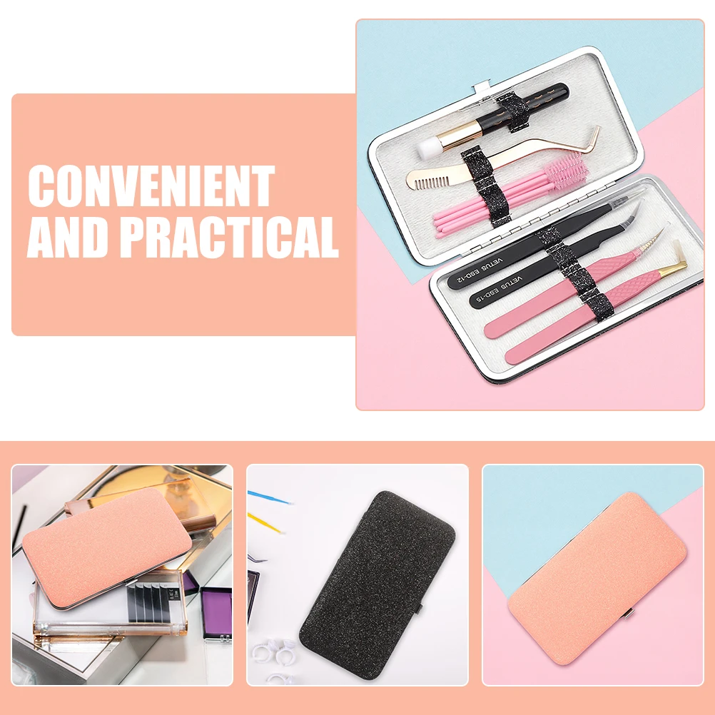 

2pcs Eyelash Tweezer Case Pink Black Storage Bag for Extensions Tools Travel Empty Portable Makeup bag