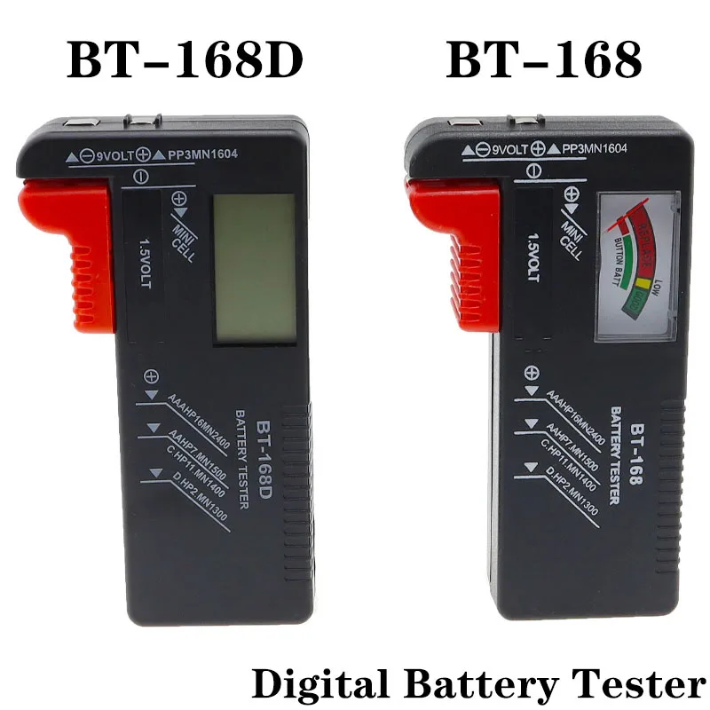 1Pcs BT-168 BT-168D Digital Battery Tester LCD Display AA/AAA/C/D/9V/1.5V Button Cell Battery Capacity Check Detector