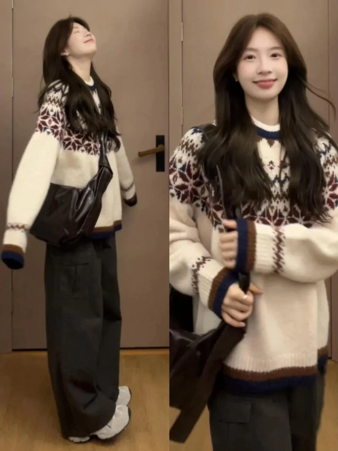 

Мягкий уютный женский свитер Fair Isle, осень-зима, свободный ленивый топ, маленький топ, милый длинный свек, круглый ...