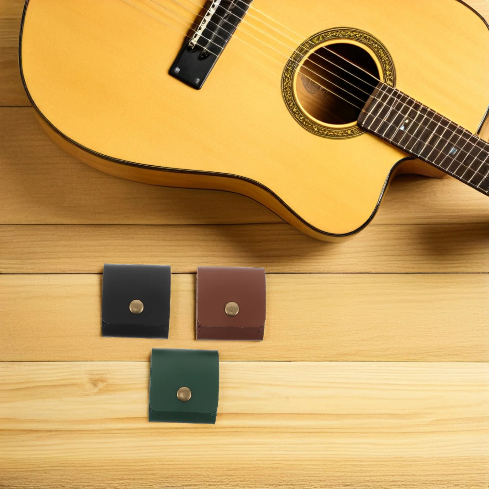 

3 Pcs Pick Bag Guitar Picks Container Case Organizer Bags Clip Parts Storage Holders Cases Pu Accessories