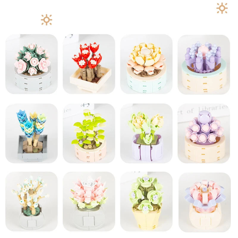 

Compatible City Succulent Building Blocks Plants Flowers Toys Mini Classic Bricks for Girls Toys Birthday Gift over 6 Years Old