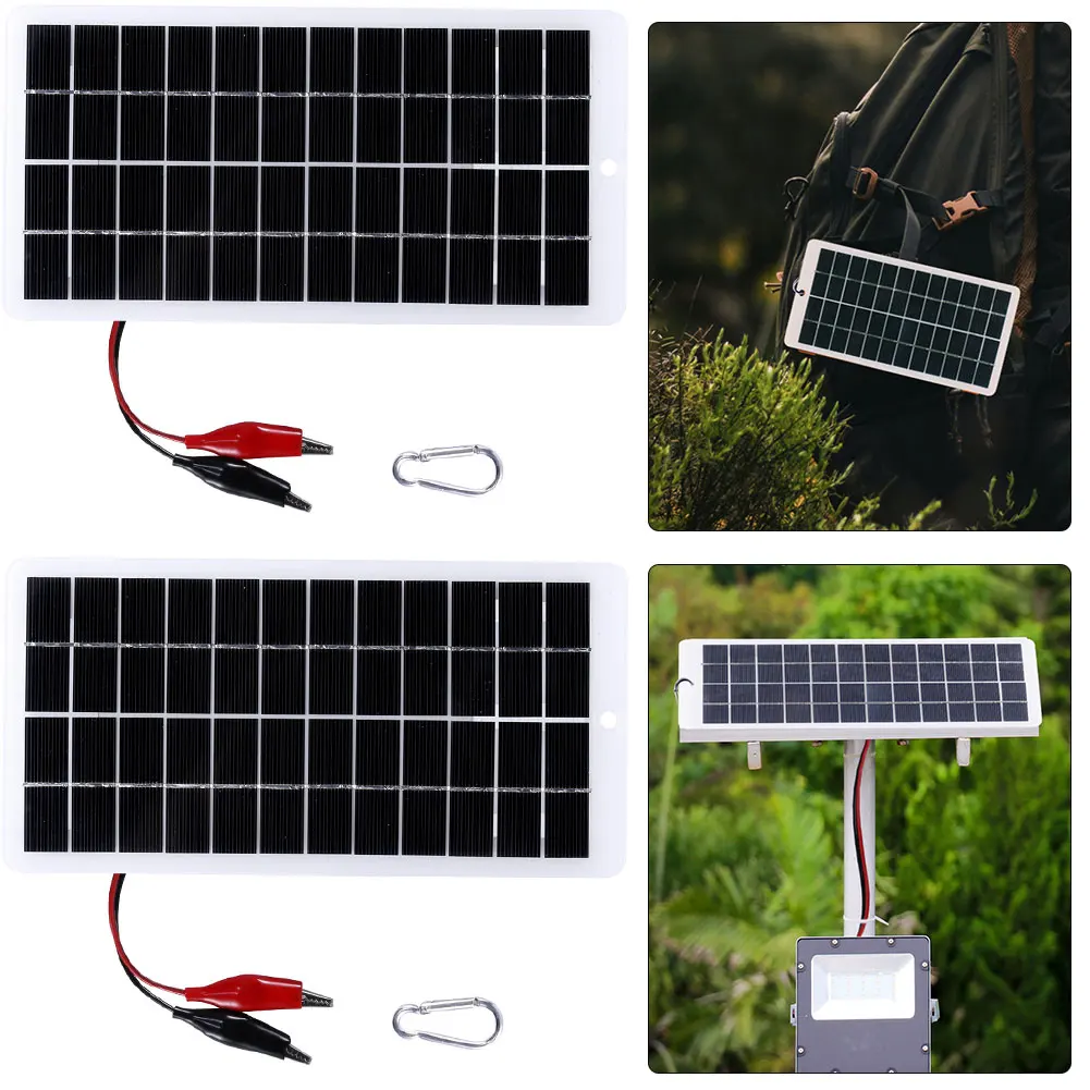 

2Pcs 10W 12V Polysilicon Solar Panel Power Bank for Outdoor Lamp Pump 9-12V Battery