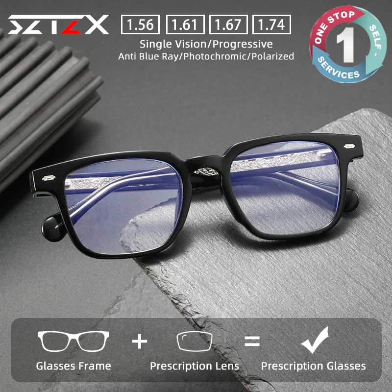 

SZTZX New Fashion Versatile Durable Prescription Glasses Blue Light Blocking Myopia Eyewear Square Progressive Reading Glasses