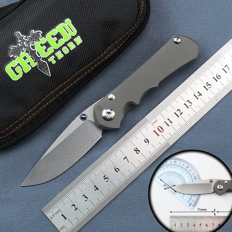 

Green thorn Inkosi folding knife VG10 blade TC4 Titanium 3D handle camping outdoor hunting fruit knife, household EDC tools