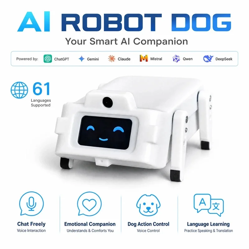 AI Companion Robot Dog Action Control Storytelling Works With ChatGPT Germini Voice Interactive Educational Toy