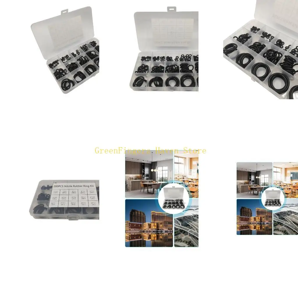 

F68D 200 шт. резиновые уплотнительные кольца, шайбы, уплотнения, ассортимент, набор электрических прокладок