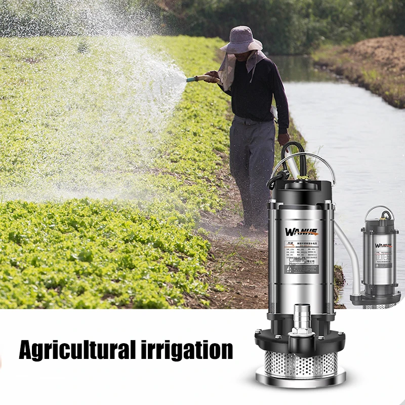 WANHE Submersible pump 220v household pump high lift large flow small agricultural irrigation pumping slurry sewage pump