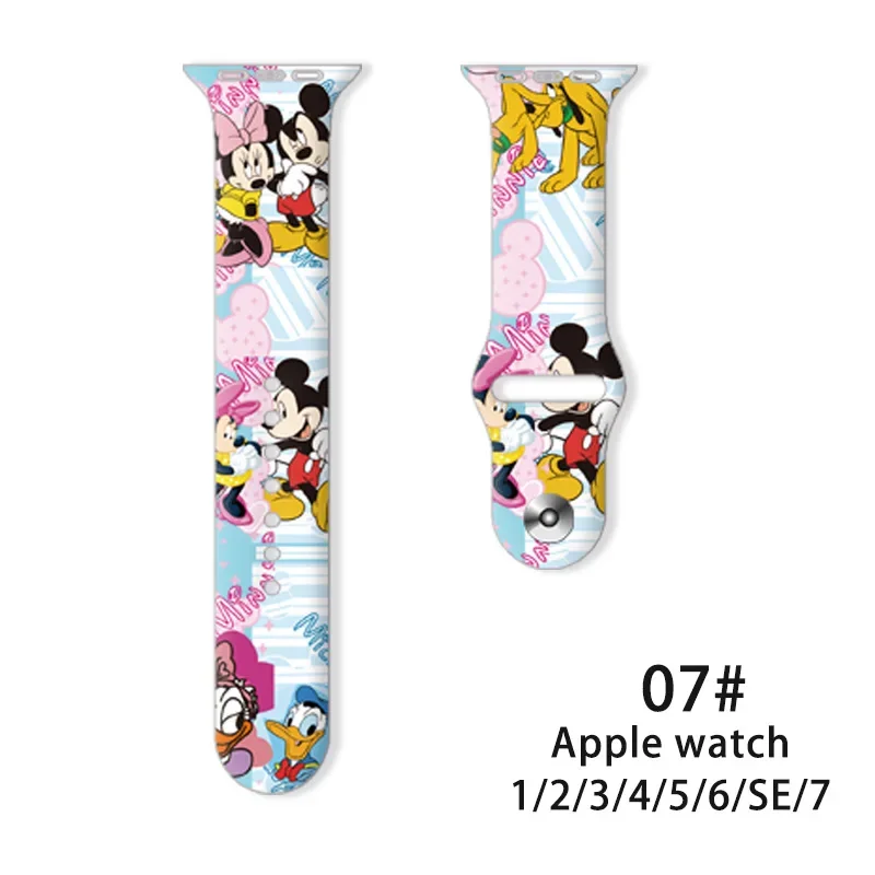 Disney Mickey Mouse Silicone Strap for Apple Watch 3 4 5 6 7 SE cartoon Watchband iWatch Band 38mm 40mm 41mm 42mm 44mm bracelet