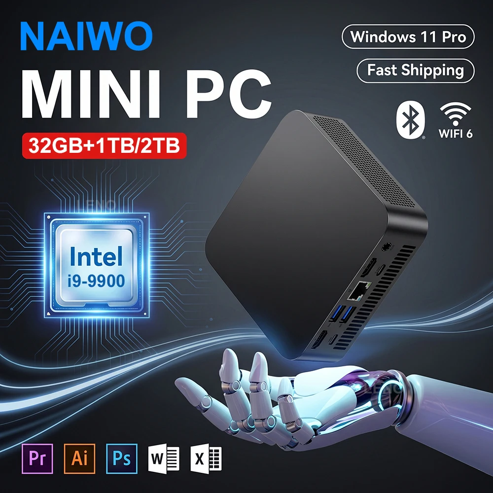 Portable Mini PC Gamer Computer Intel Core i9-10980HK 32GB RAM 1/2TB SSD FHD Bluetooth WiFi6 Windows 11 Gaming Office 4K HDMI