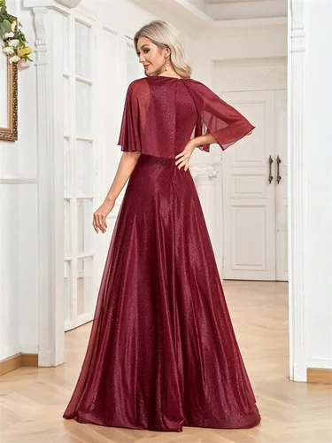 Imagen 2 del producto Vestidos de Noche formales brillantes y elegantes, vestido largo de lujo para mujer, vestido de fiesta de boda, vestidos de graduación de cóctel de manga corta 2025
