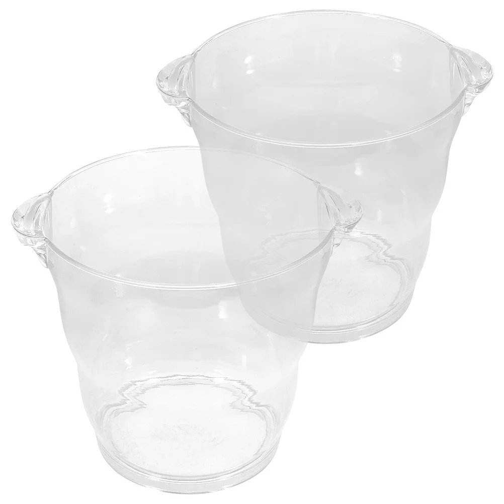 

2Pcs Ice Cube Bucket Acrylic Sturdy Portable Handheld Wine Holder Bar Container Wine Storage Basket