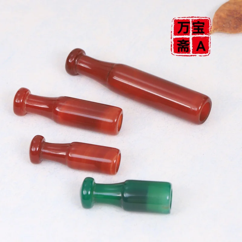 

New Natural Red Agate Jade Stone Cigarette Holder Dry Tobacco Pipe Whistle Traditional Handmade Old Style Short Personalized Smo