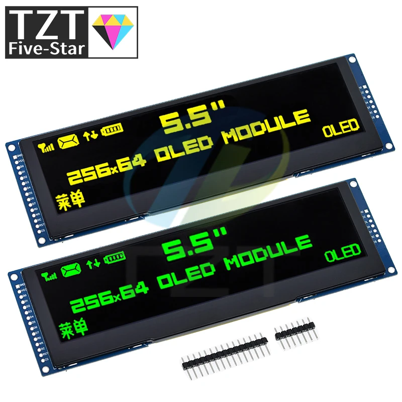 Imagem -04 - Tzt-oled Display Lcd para Arduino Uno r3 Interface Spi Porta Paralela de Bits Unidade 256x64 Cor Amarelo Verde 55 Ssd1322