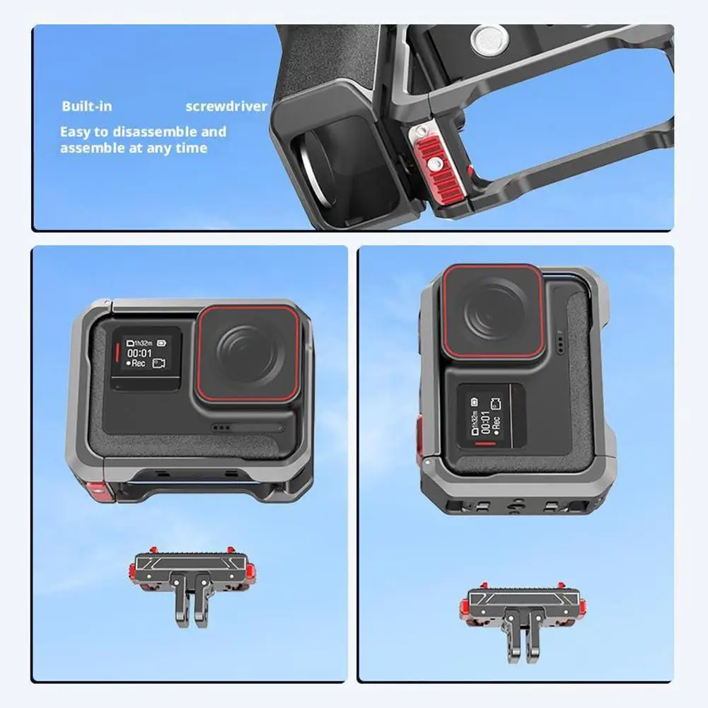 For Insta360 Ace Pro 1/2 Ergonomic Metal Vlog Grip Mount Shutter Button Photography Handle Grip Anti-Drop Quick Release Cage