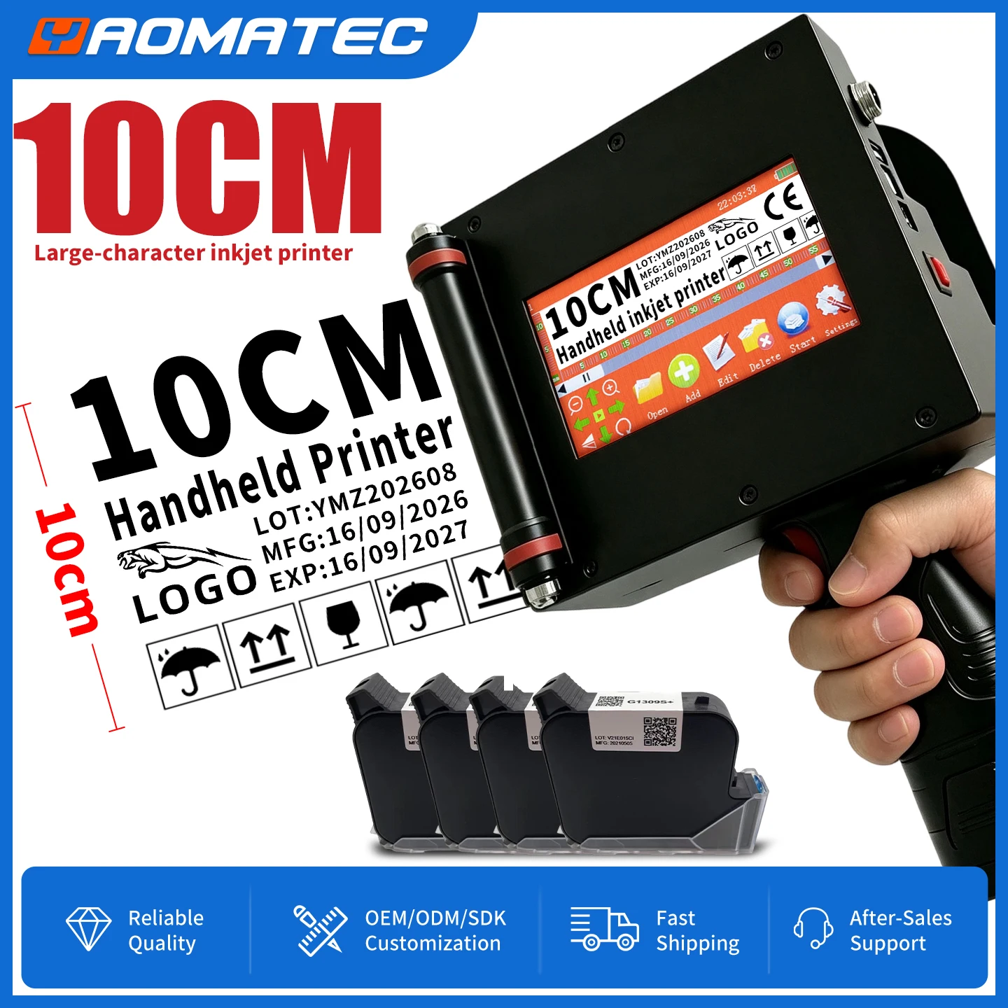 Yaomatec 10cm 28 language Portable Handheld Inkjet Printer Multi ...