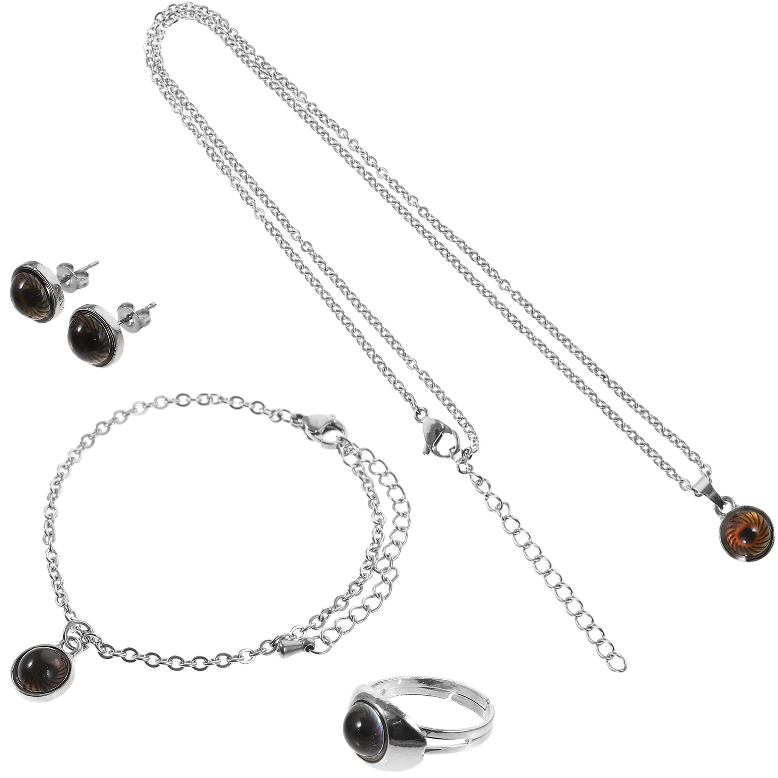 

Color Changing Jewelry Set Mood Rings Earrings Necklace Bracelet MN3036 MR1049 Women Girls Temperature