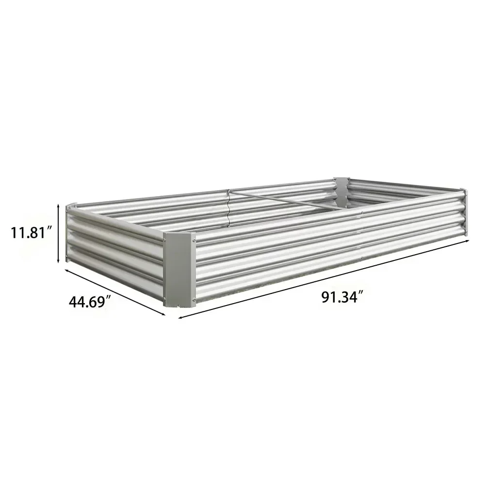 Planter Raised Garden Bed Kit - Garden Outdoor  Box for Vegetables - 7.6 ft x 3.7ft - Silver Garden Supplies