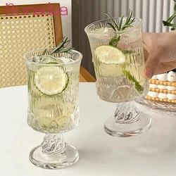 French Style Palace Goblet Simple Coffee Milk Glasses Cup Creative Latte Glass Cup Red Wine Juice Cup Water Cups Cafe Home Tools