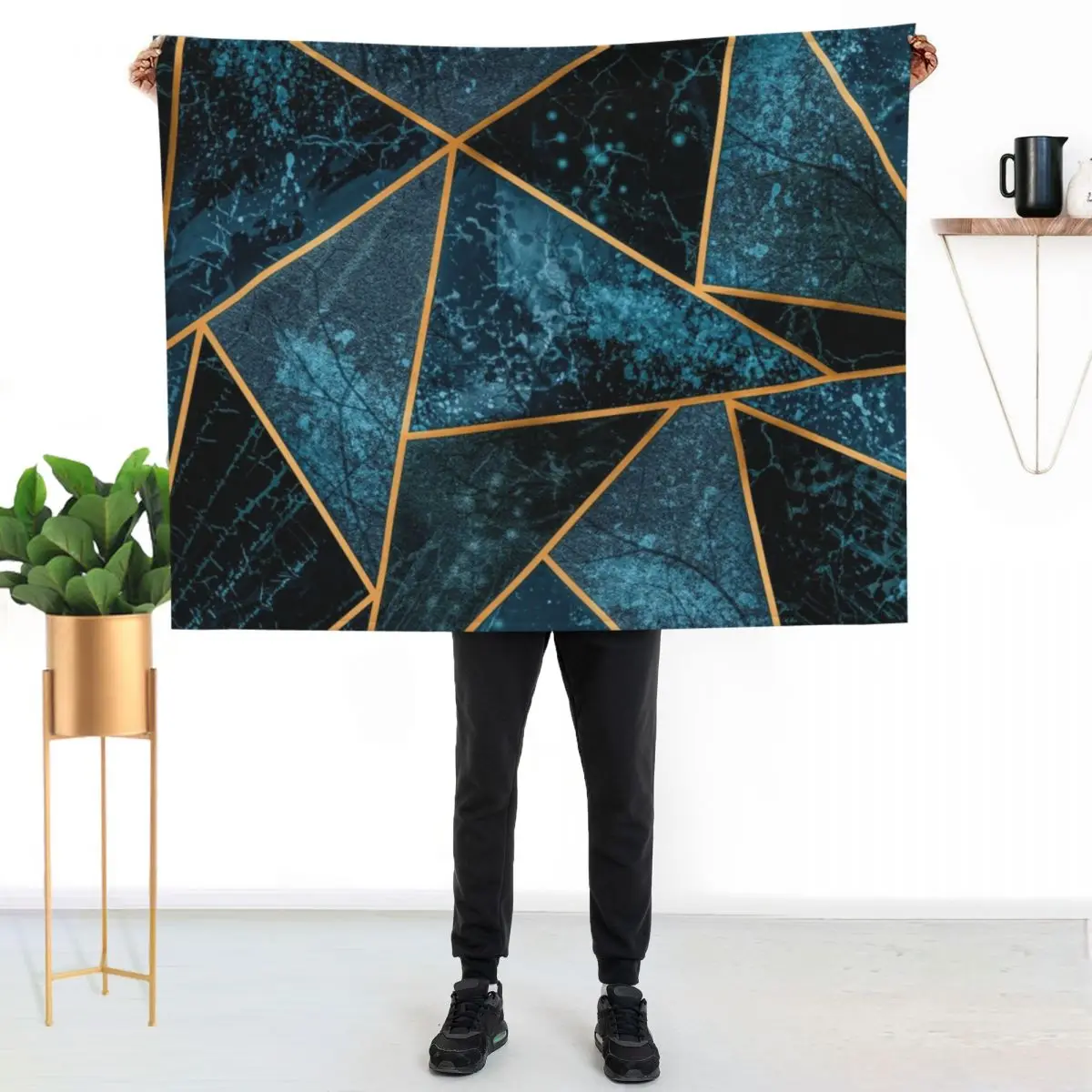 

Deep Teal Stone pattern Throw Blanket Luxurious Soft Blanket Holiday Gift for Family