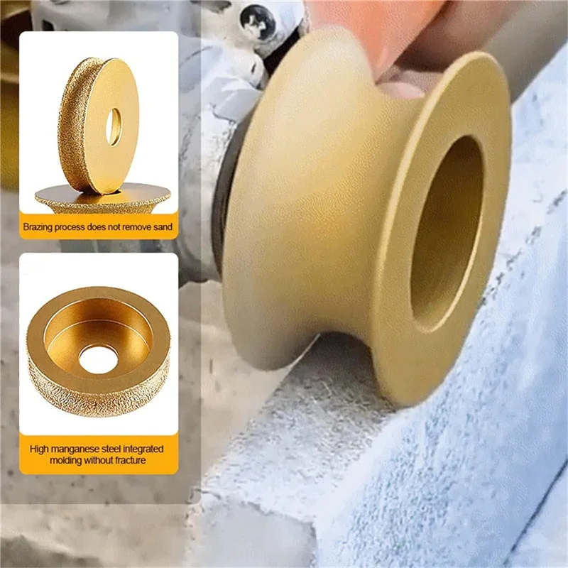 AB47-Edge Diamond Grinding Wheel, 3 Inch Profile Hand Diamond Wheel, Round Dry Vacuum Brazed Diamond Grinding Wheel