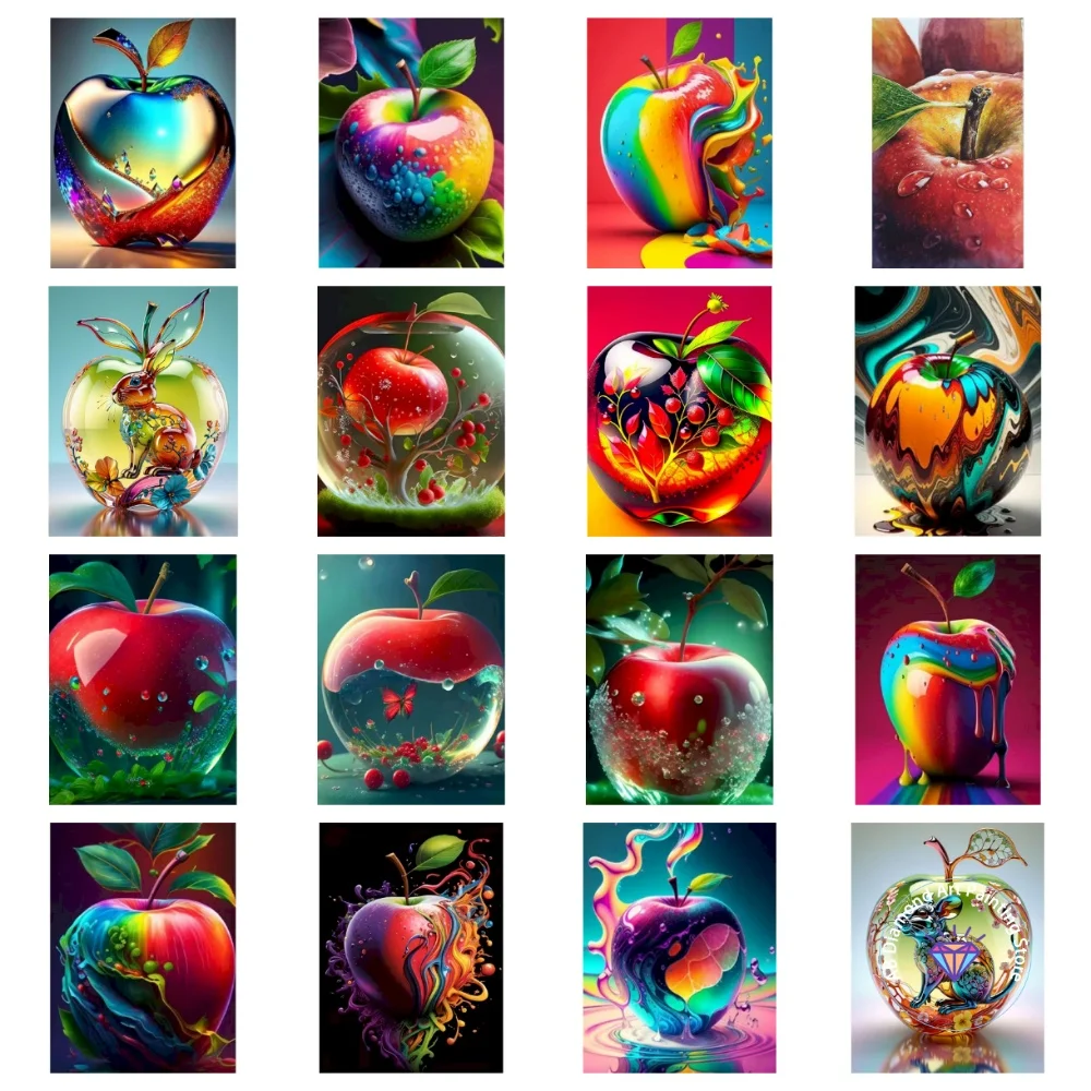 

Crystal Apple Animal AB Diamond Painting Kit Square Round Diamond 5D DIY Fruit Mosaic Handmade Art Exquisite Gift Home Decor