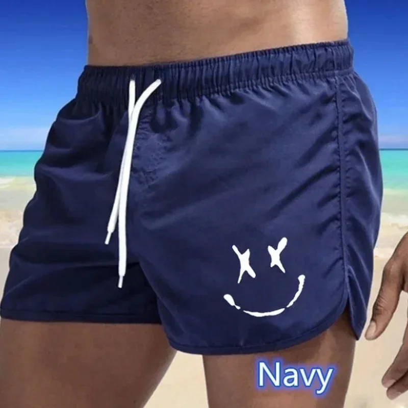 2025 صيف جديد الرجال الوجه المبتسم نمط المطبوعة السراويل الرياضية عادية تنفس سرعة التجفيف كرة السلة شورتات للبحر