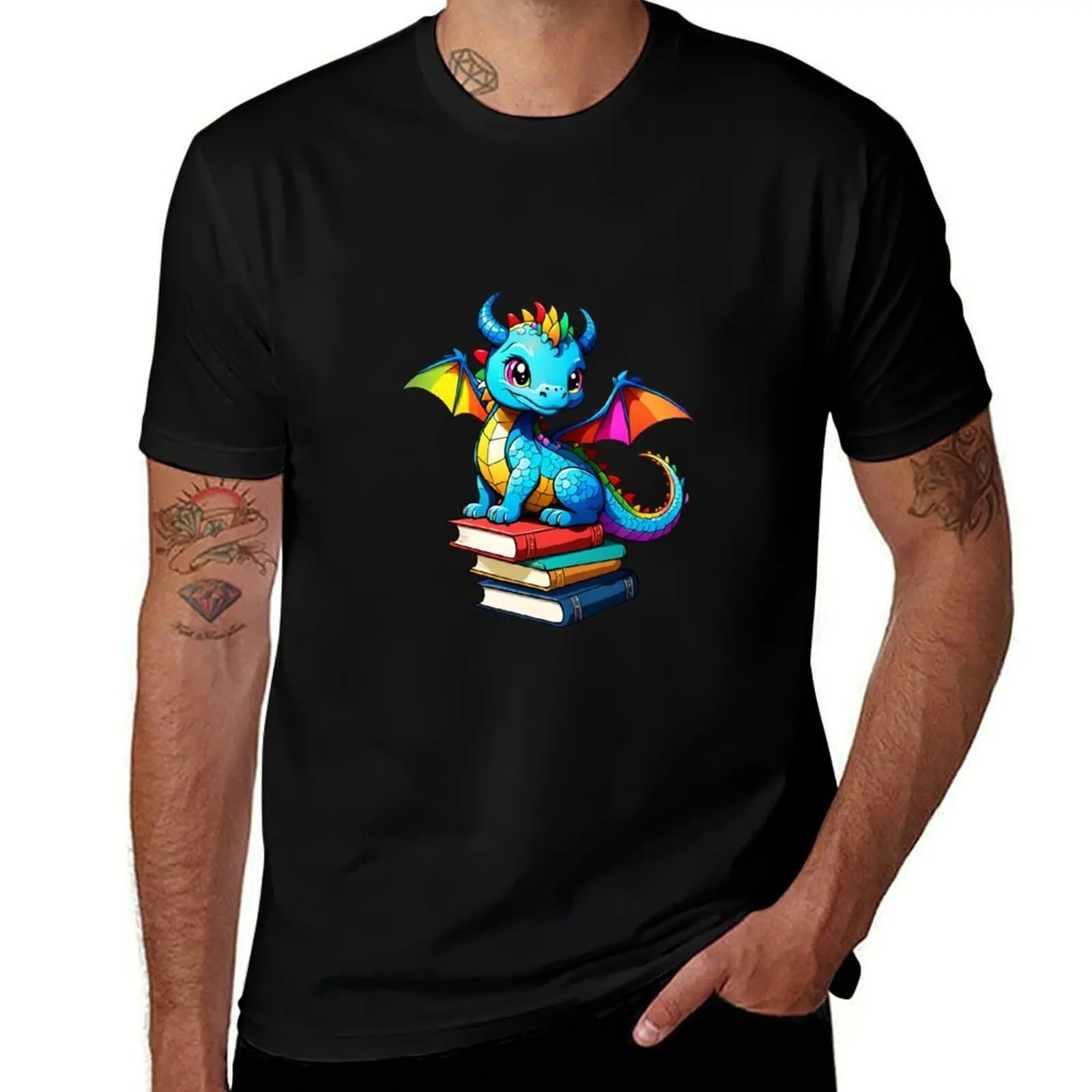 

Book Dragon - Rainbow 2 T-Shirt shirts graphic tee quick-drying plus size tops korean fashion plain t shirts men