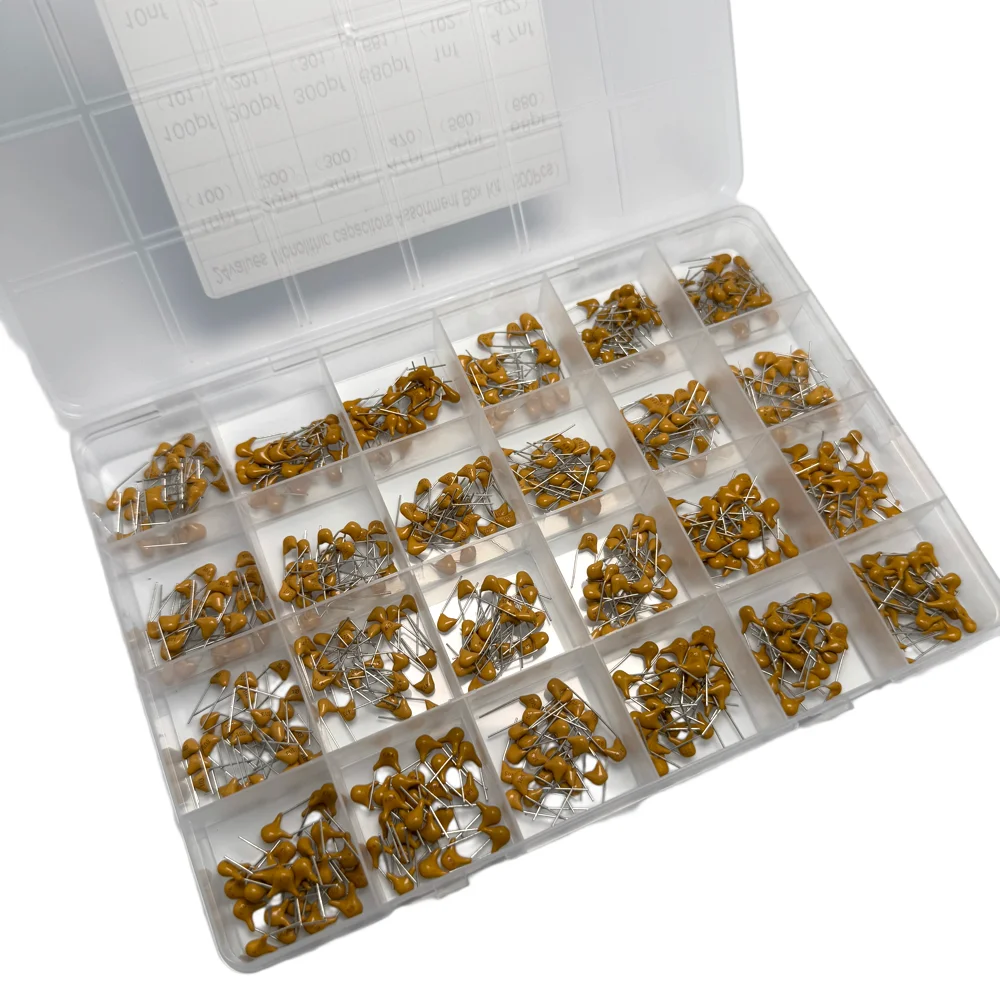 600pcs Monolithic Capacitor Sample Box 24value 5.08mm Monolithic Capacitor Set 50v 24valueX25pcs
