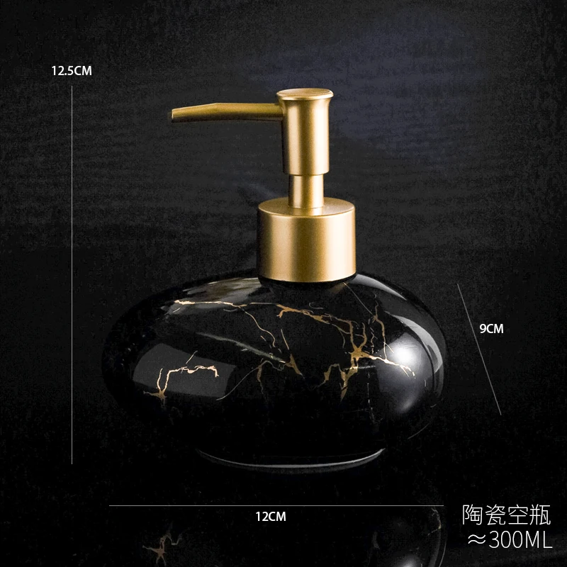 Creative Oval Gold Plated Marbled Ceramic Lotion Bottle Shower Gel Shampoo Organizer Bottle Gold Press Soap Dispenser Bathroom