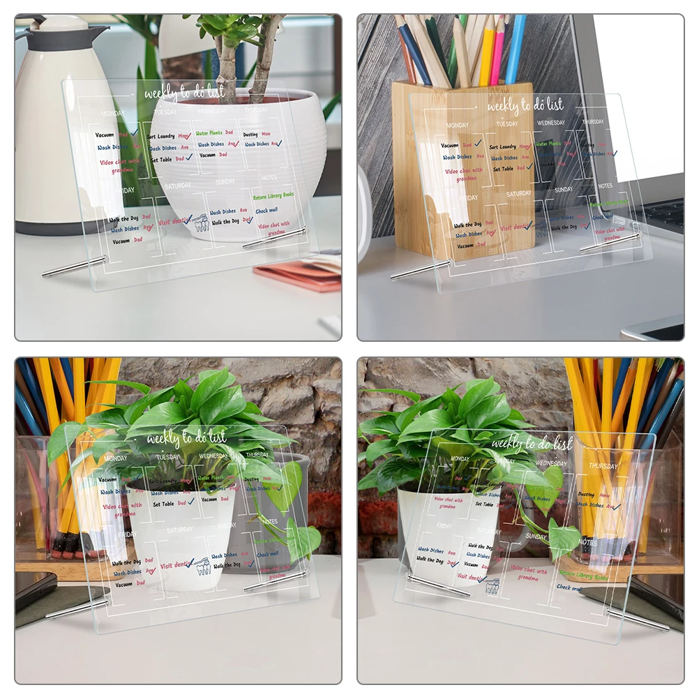 

1Set Portable Acrylic Whiteboard Desk Dry Erase Board for Writing Notes Messages Plans Reminders Family Communication Functional