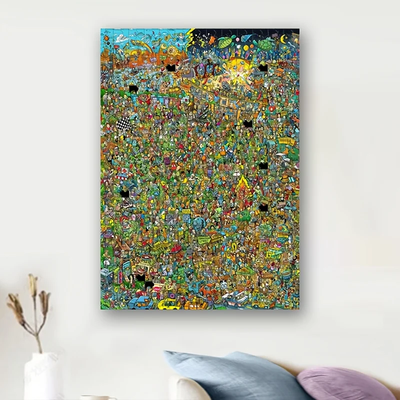 Puzzle grande parco divertimenti da 1000 pezzi - Design vibrante del gioco arcade retrò con personaggi iconici, puzzle fai da te impegnativo per adulti