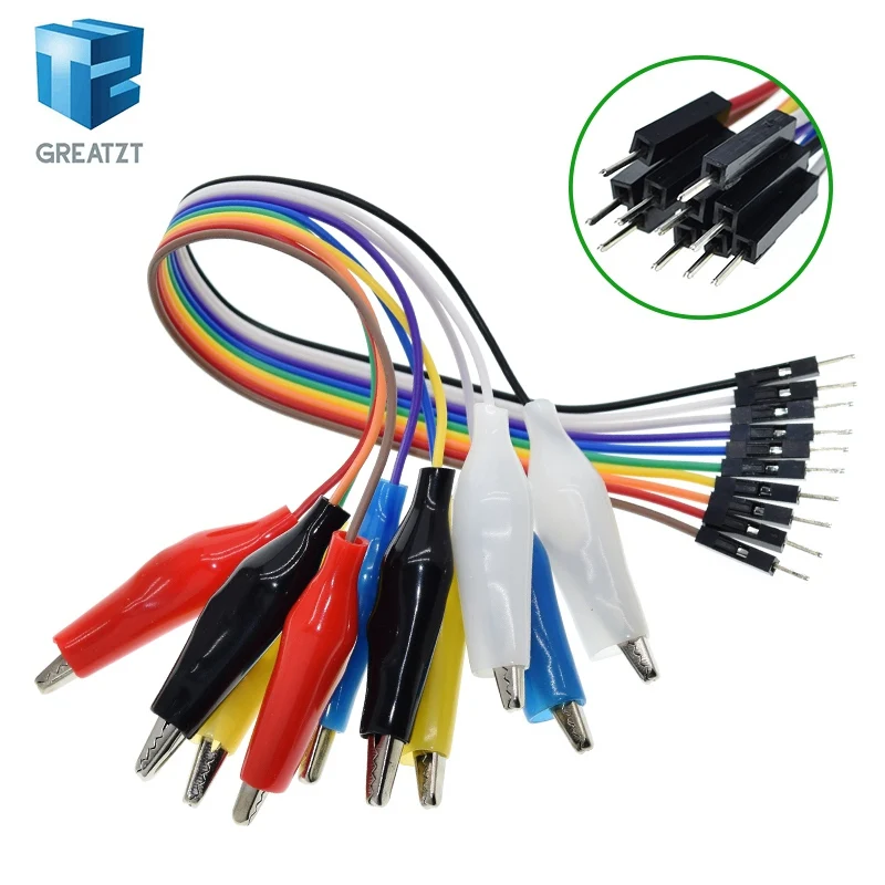 20cm 30cm 10pin Double-end Alligator Clips jump Wire Male Female Crocodile Clip Test Lead Jumper Wire Line Cable Connection