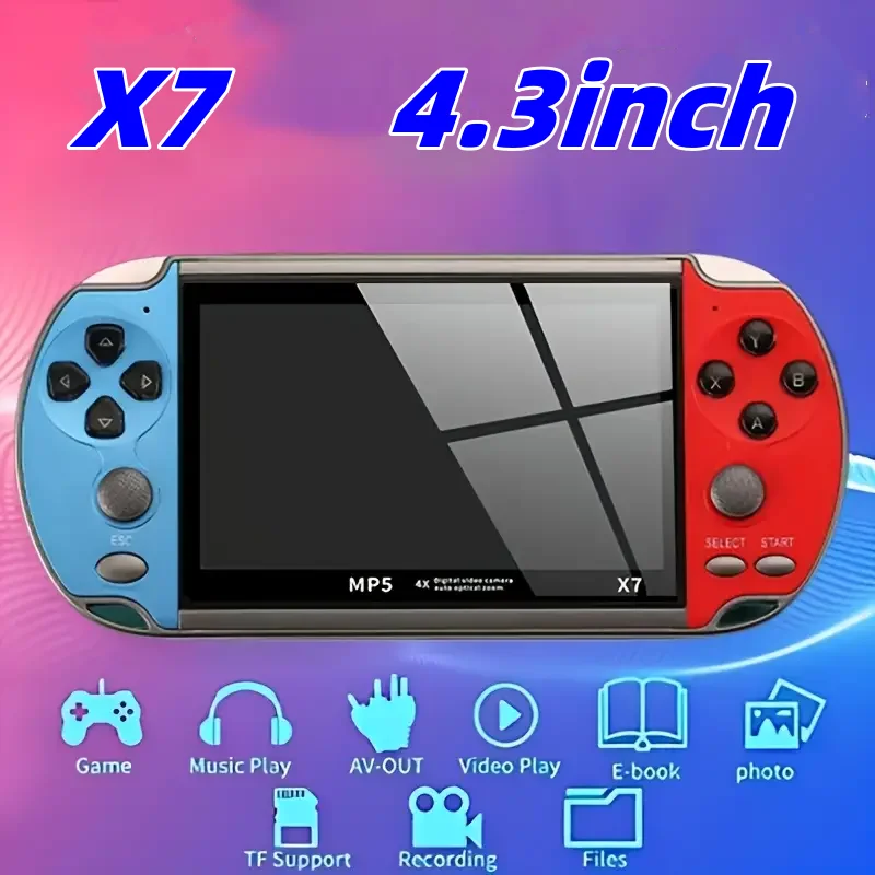 

4.3 Inch X7 Retro Handheld Video Game Console HD Screen 8GB Memory 10000 Classic Games MP5 Player Pocket Video Game Console