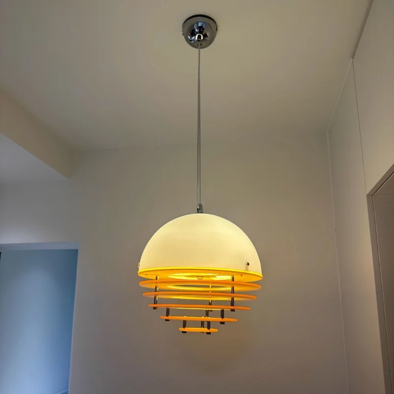 LED Nordic Vantage Sunset Orange Restaurant Chandelier, Bauhaus Pendant Lamp for Living Room Bar Counter Island Terrace Memphis